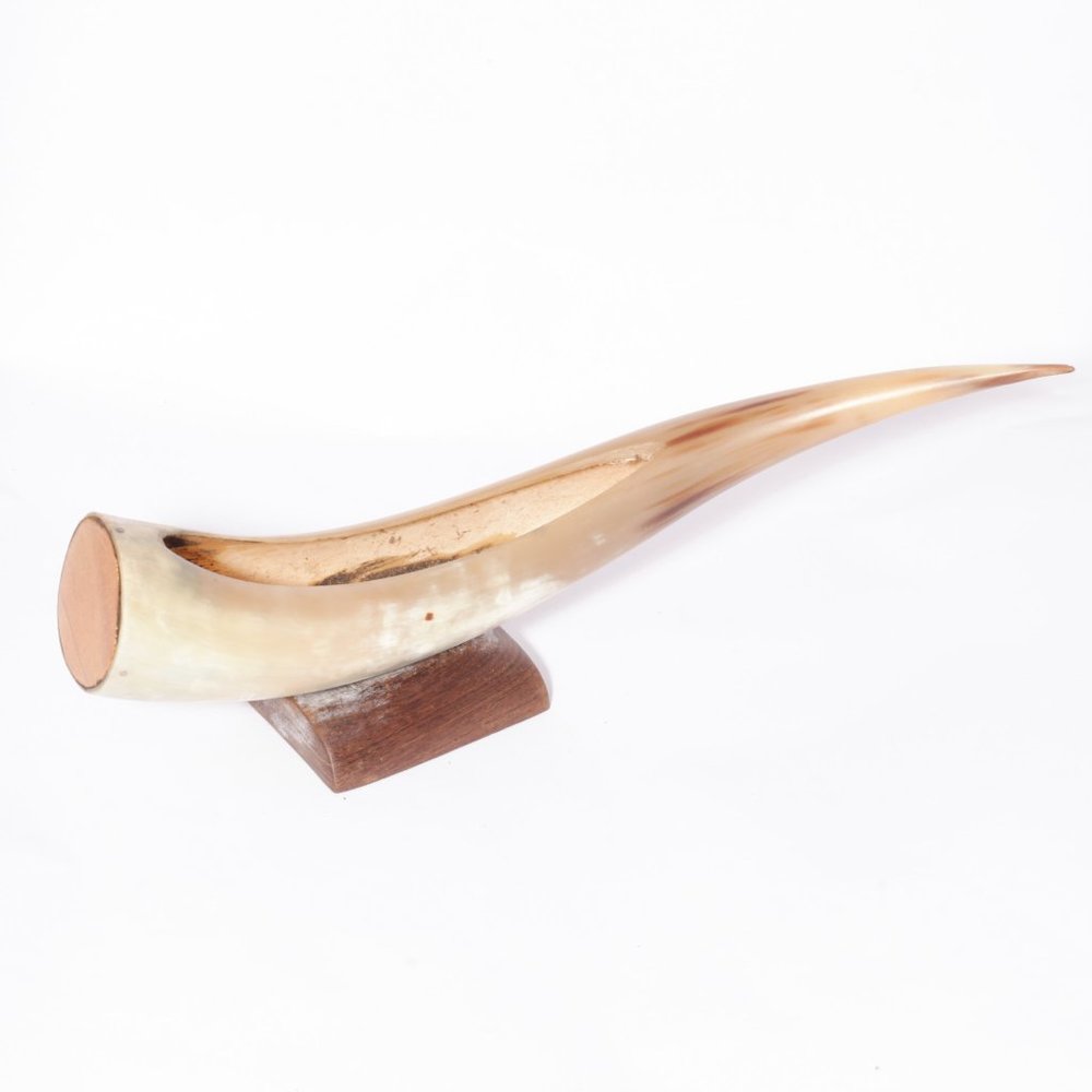 Vintage Bull Cow Steer Horn Cigarette Cigar Holder Ashtray Pipe Rest 70's